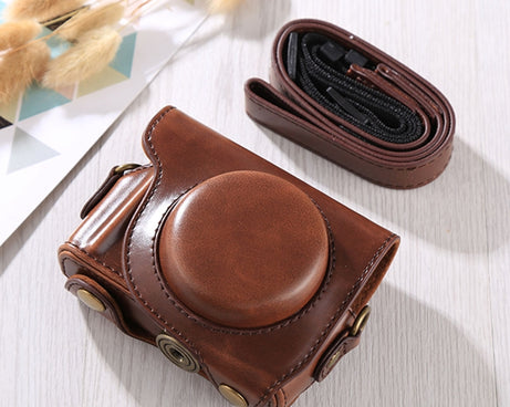 Full Body Camera PU Leather Case Bag with Strap for Canon G9X / G9X II, For G9X