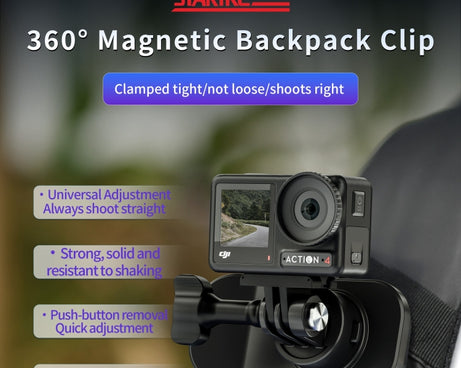 STARTRC 360 Degree Rotation Backpack Clip Magnetic Suction Mount