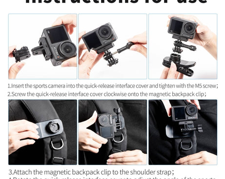 STARTRC 360 Degree Rotation Backpack Clip Magnetic Suction Mount