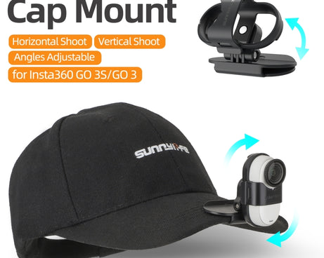 For Insta360 GO3 / GO 3S Sunnylife Baseball Hat Clip Mount Baseball Cap Clamp Quick Release Mount Camera POV Vlog Holder