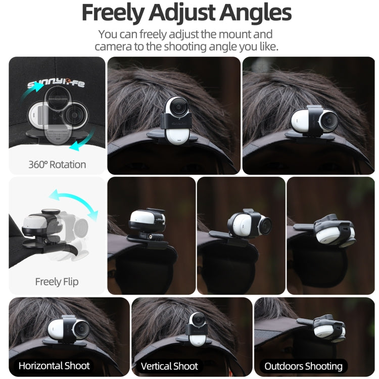 For Insta360 GO3 / GO 3S Sunnylife Baseball Hat Clip Mount Baseball Cap Clamp Quick Release Mount Camera POV Vlog Holder