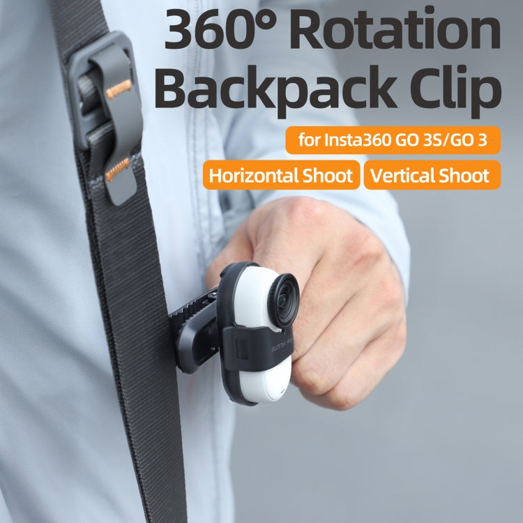 For Insta360 GO3 / GO 3S Sunnylife 360 Degree Rotation Backpack Clip Action Camera Clamp Mount