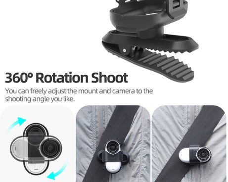 For Insta360 GO3 / GO 3S Sunnylife 360 Degree Rotation Backpack Clip Action Camera Clamp Mount