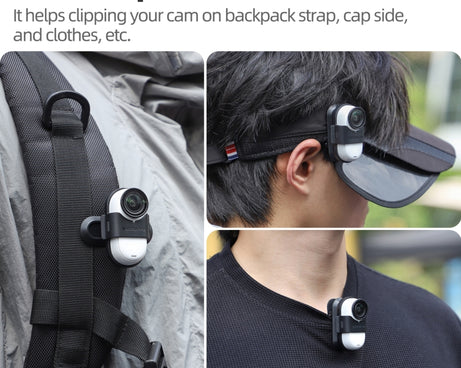 For Insta360 GO3 / GO 3S Sunnylife 360 Degree Rotation Backpack Clip Action Camera Clamp Mount