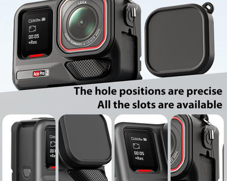 For Insta360 Ace Pro 2 Silicone Protective Case with Wrist Strap & Lens Cover