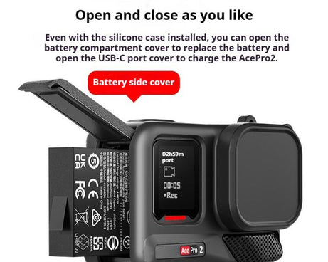 For Insta360 Ace Pro 2 Silicone Protective Case with Wrist Strap & Lens Cover