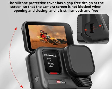 For Insta360 Ace Pro 2 Silicone Protective Case with Wrist Strap & Lens Cover