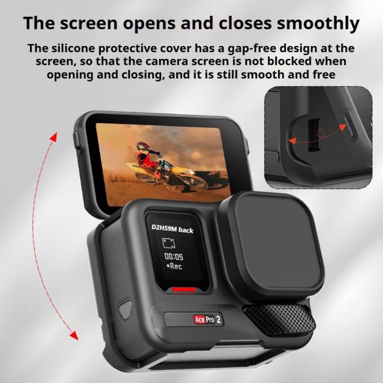 For Insta360 Ace Pro 2 Silicone Protective Case with Wrist Strap & Lens Cover