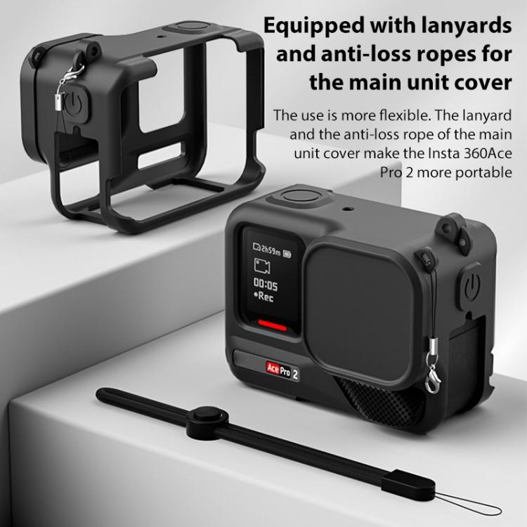 For Insta360 Ace Pro 2 Silicone Protective Case with Wrist Strap & Lens Cover