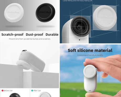 For Insta360 GO 3S Sunnylife 2pcs Black and White Scratch-resistant Lens Protective Cap, Lens Protective Cap