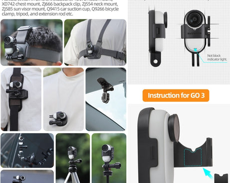 For Insta360 GO 3S / GO 3 Sunnylife Foldable Vertical-Horizontal Mount Adapter Protective Frame Brackets Housing Case, Vertical-Horizontal Mount