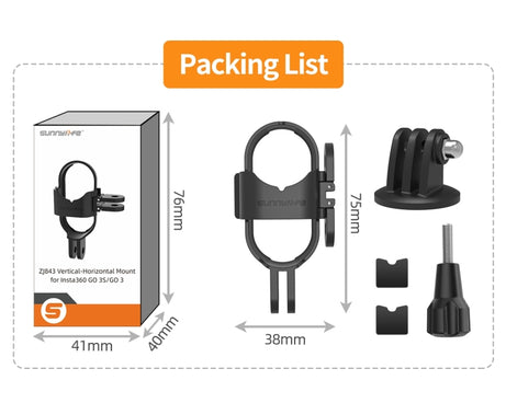 For Insta360 GO 3S / GO 3 Sunnylife Foldable Vertical-Horizontal Mount Adapter Protective Frame Brackets Housing Case, Vertical-Horizontal Mount