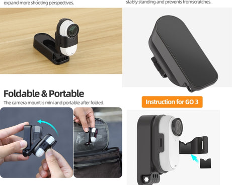 For Insta360 GO3 / GO 3S Sunnylife 360 Rotation Foldable Magnetic Mount