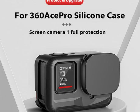 For Insta360 Ace Pro Silicone Protective Case with Wrist Strap & Lens Cover, For Insta360 Ace Pro