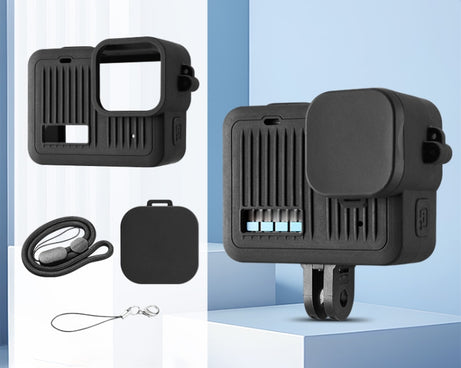 For GoPro HERO 2024 Silicone Protective Case with Wrist Strap & Lens Cover, Silicone Case