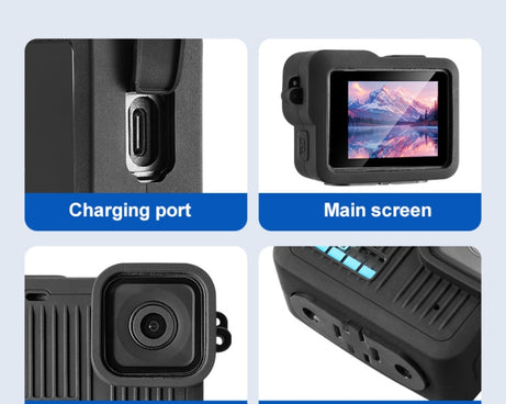 For GoPro HERO 2024 Silicone Protective Case with Wrist Strap & Lens Cover, Silicone Case