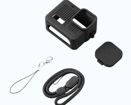For GoPro HERO 2024 Silicone Protective Case with Wrist Strap & Lens Cover, Silicone Case