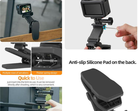 Sunnylife Stretchable Backpack Clip Rotatable Magnetic Mount Action Camera Holder Vlog Mount, For Action Cameras