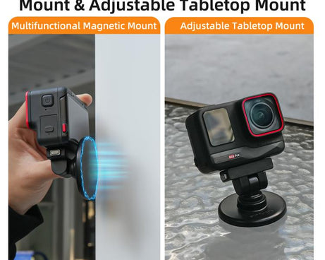 Sunnylife Quick-Release Magnetic Base Mount 1/4 180 Tilt Adjustable Tabletop Base Bracket For Insta360 X4 Air / X5 / Ace / Ace Pro 2 / 1, DZ-142 For Insta360 X4 Air / X5