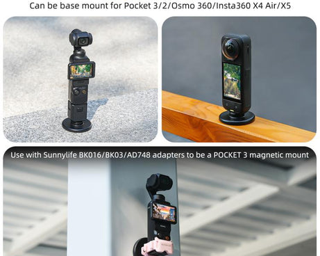 Sunnylife Quick-Release Magnetic Base Mount 1/4 180 Tilt Adjustable Tabletop Base Bracket For Insta360 X4 Air / X5 / Ace / Ace Pro 2 / 1, DZ-142 For Insta360 X4 Air / X5