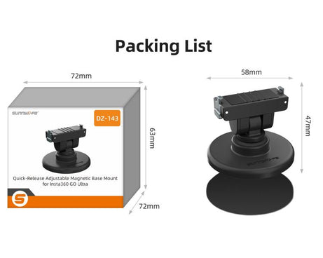 For Insta360 GO Ultra Sunnylife Quick-Release Magnetic Base Mount 1/4 180 Tilt Adjustable Tabletop Base Bracket, DZ-143 For Insta360 GO Ultra