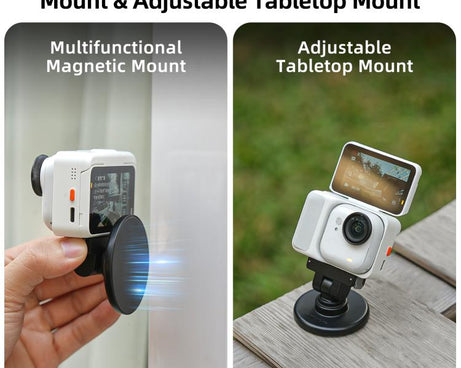 For Insta360 GO Ultra Sunnylife Quick-Release Magnetic Base Mount 1/4 180 Tilt Adjustable Tabletop Base Bracket, DZ-143 For Insta360 GO Ultra