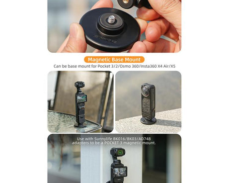 For Insta360 GO Ultra Sunnylife Quick-Release Magnetic Base Mount 1/4 180 Tilt Adjustable Tabletop Base Bracket, DZ-143 For Insta360 GO Ultra