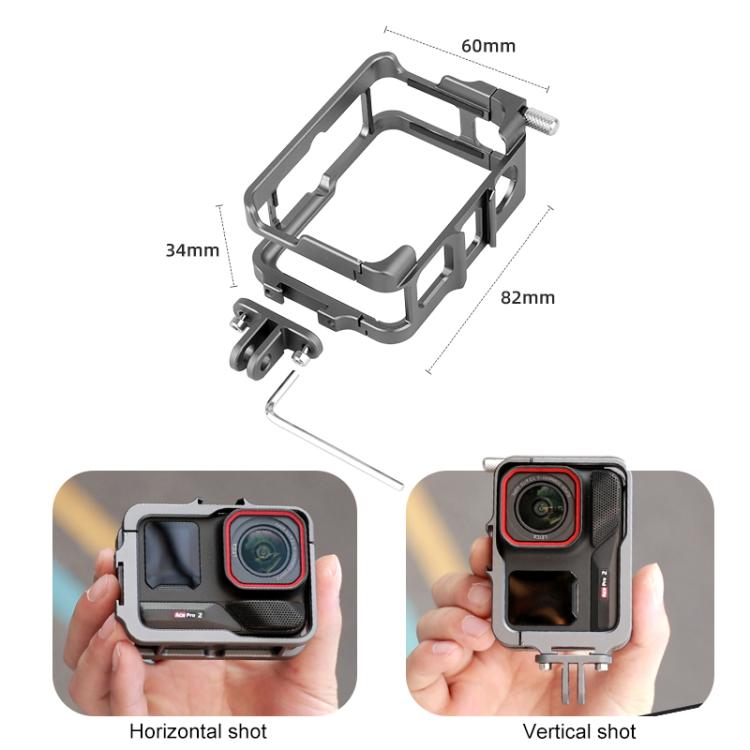 For Insta360 Ace Pro 2 Metal Protective Cage Adapter Frame