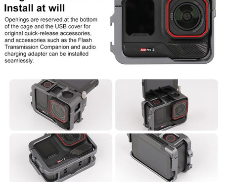 For Insta360 Ace Pro 2 Metal Protective Cage Adapter Frame