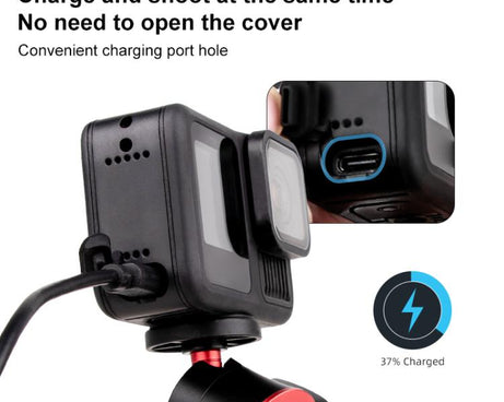 PULUZ ABS Plastic Battery Side Interface Cover with Silicone Plug for GoPro HERO13 Black /12 Black /11 Black /10 Black /9 Black