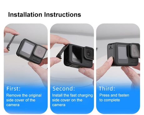 PULUZ ABS Plastic Battery Side Interface Cover with Silicone Plug for GoPro HERO13 Black /12 Black /11 Black /10 Black /9 Black