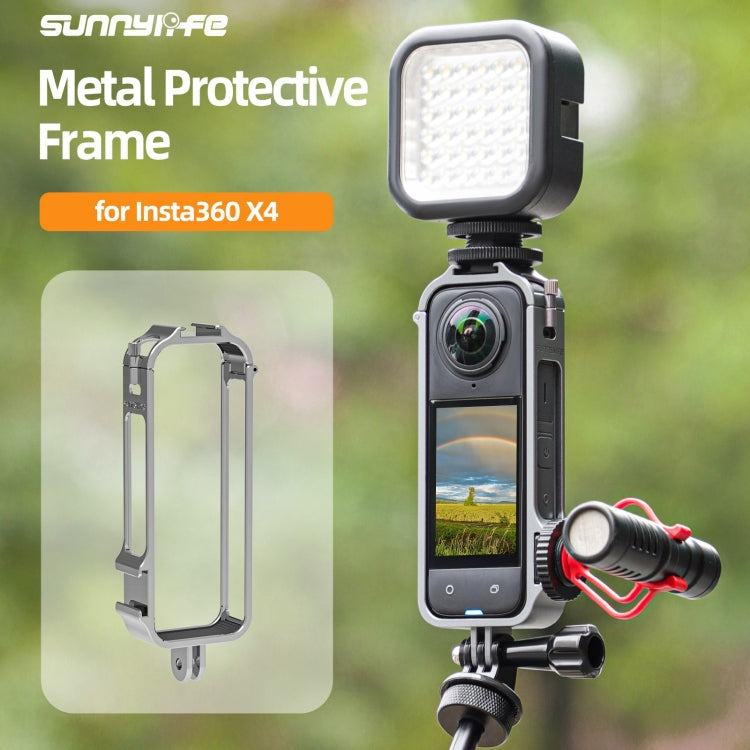 For Insta360 X4 Sunnylife Metal Protective Cage Rig with Cold Shoe Bases & Tripod Adapter