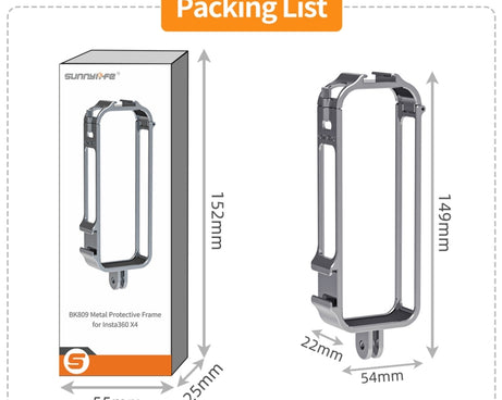 For Insta360 X4 Sunnylife Metal Protective Cage Rig with Cold Shoe Bases & Tripod Adapter