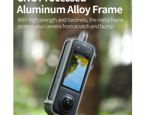 For Insta360 X4 Sunnylife Metal Protective Cage Rig with Cold Shoe Bases & Tripod Adapter