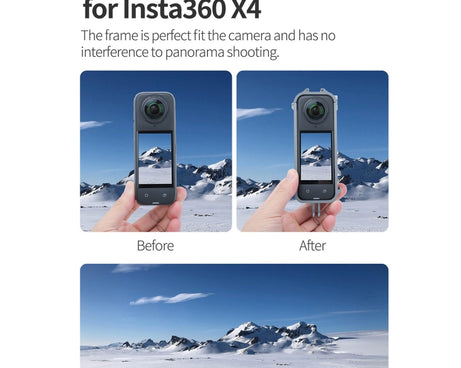 For Insta360 X4 Sunnylife Metal Protective Cage Rig with Cold Shoe Bases & Tripod Adapter