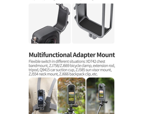 For Insta360 X4 Sunnylife Metal Protective Cage Rig with Cold Shoe Bases & Tripod Adapter