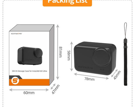 For Insta360 GO Ultra Sunnylife Portable Protective Case Shock-proof Dust-proof Storage Box with Lanyard, For Insta360 GO Ultra