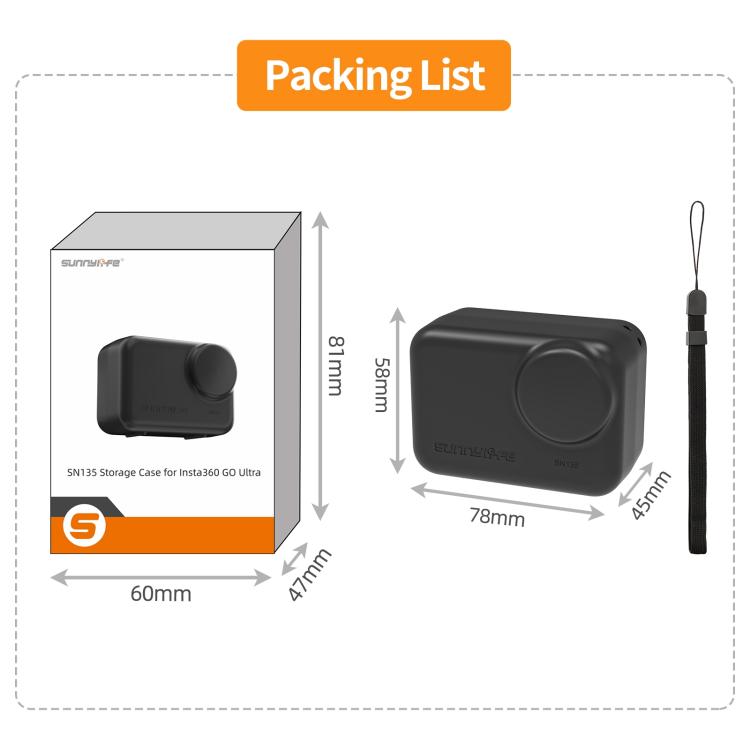 For Insta360 GO Ultra Sunnylife Portable Protective Case Shock-proof Dust-proof Storage Box with Lanyard, For Insta360 GO Ultra