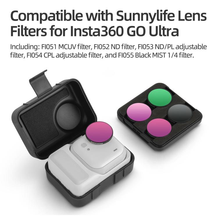 For Insta360 GO Ultra Sunnylife Portable Protective Case Shock-proof Dust-proof Storage Box with Lanyard, For Insta360 GO Ultra