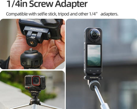 Sunnylife Magnetic Quick Release Adapter Mount 1/4 180 Tilt Adjustable Selfie Stick Adapter Stand for Insta360 X4 Air / X5 / Ace Pro 2 / 1 / Ace, AD136 For Insta360 X4 Air / X5