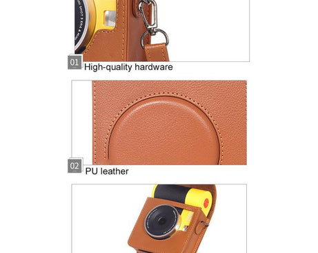 Vertical Full Body Camera Vegan Leather Case Bag with Strap For Kodak MINI SHOT 3 ERA MS300, For Kodak MINI SHOT 3 ERA MS300