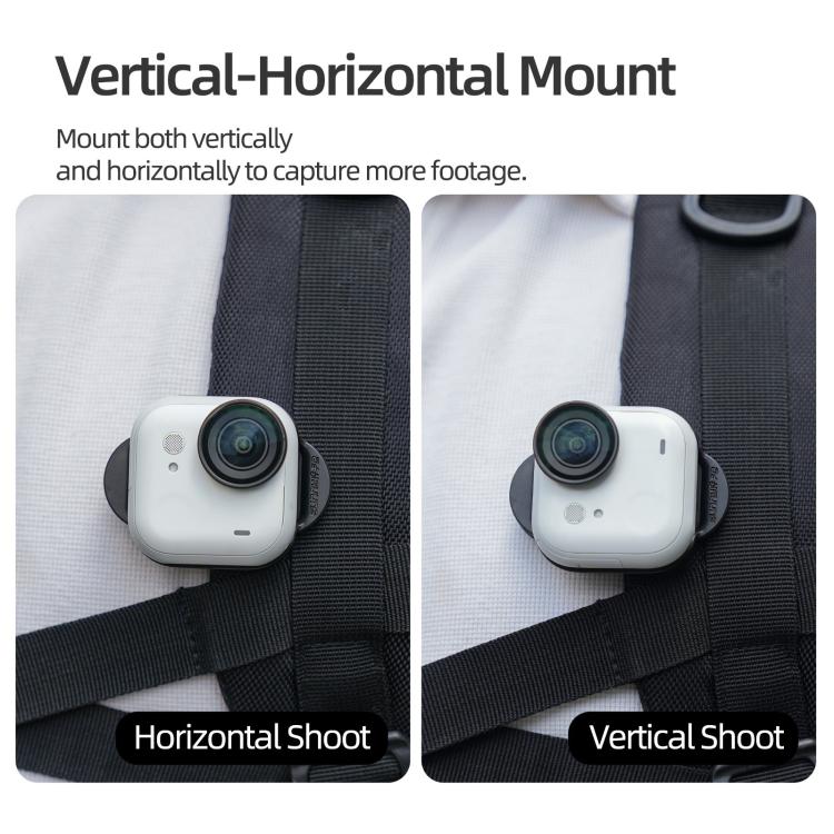 For Insta360 GO Ultra Sunnylife Magnetic Backpack Clip Action Camera Clamp Vertical-Horizontal Mount