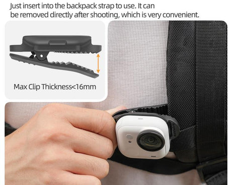 For Insta360 GO Ultra Sunnylife Magnetic Backpack Clip Action Camera Clamp Vertical-Horizontal Mount