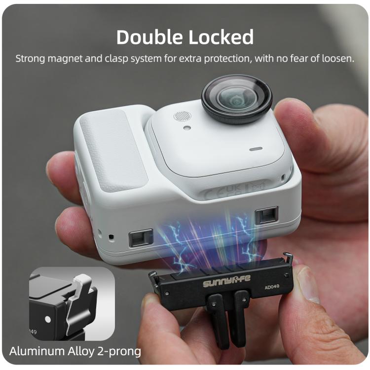 For Insta360 GO Ultra Sunnylife Magnetic Quick Release Adapter Mount Foldable Base Dual-Claws 1/4 Adapter