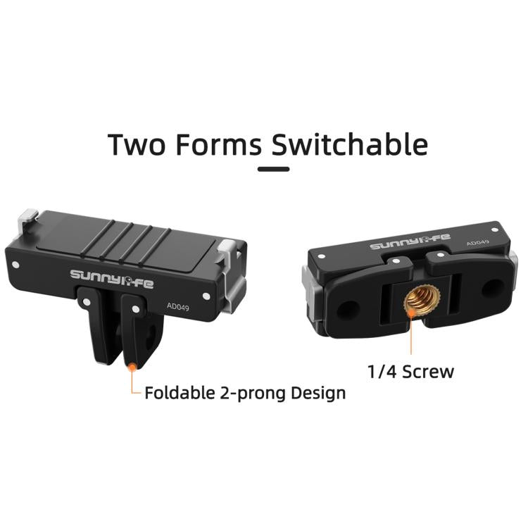 For Insta360 GO Ultra Sunnylife Magnetic Quick Release Adapter Mount Foldable Base Dual-Claws 1/4 Adapter