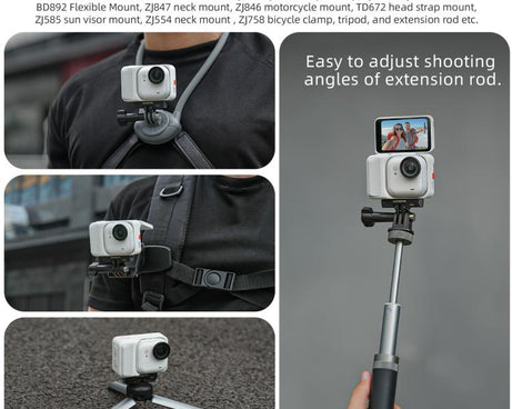 For Insta360 GO Ultra Sunnylife Magnetic Quick Release Adapter Mount Foldable Base Dual-Claws 1/4 Adapter