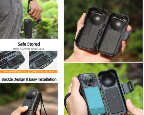 For Insta360 X5 / X4 Sunnylife Integrated Lens Screen Protective Cover Camera Case with Strap