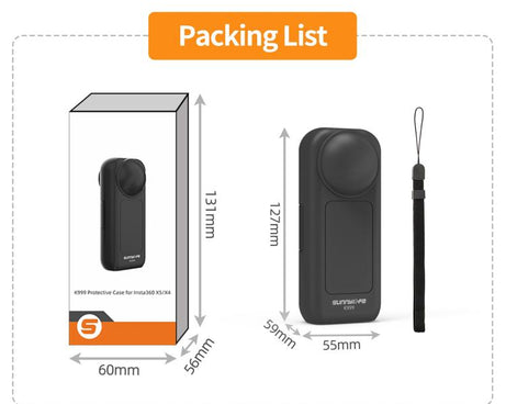 For Insta360 X5 / X4 Sunnylife Integrated Lens Screen Protective Cover Camera Case with Strap