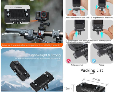 Sunnylife Magnetic Quick Release Adapter Mount Action Camera Foldable Cam Stand For Insta360 X5 / Ace / Ace Pro 2 / 1