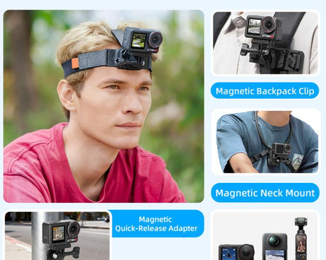 STARTRC Adjustable Head Strap Magnetic Eco-friendly Vlog POV Mount Belt for GoPro, Insta360, DJI Osmo Action and Other Action Cameras, Magnetic Vlog POV Mount Belt